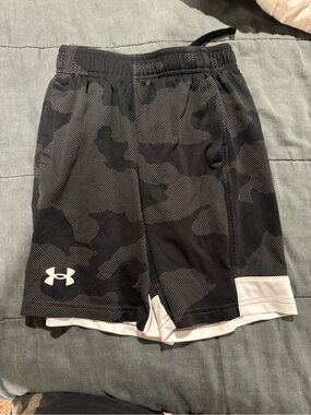Under Armour Black Camo Athletic Shorts with White Trim